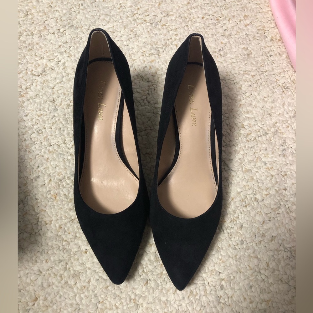 Black suede heels